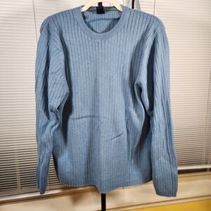 Vintage GAP $50 XL Light Blue 100% Cotton Crew Neck Ribbed Knit Sweater